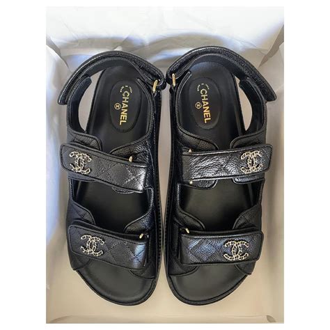 Dad sandals leather sandals Chanel Black size 37 IT in Leather.